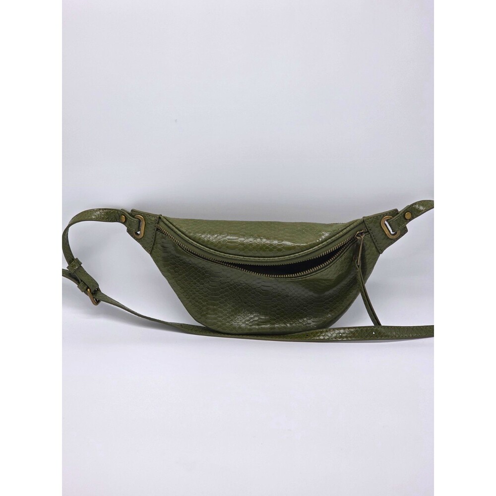 The Drop Green Embossed Crescent Belt Bag Fanny Pack Zip Closure Crossbody Strap